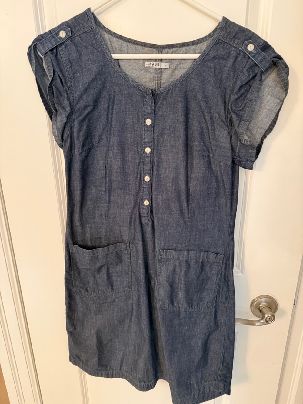 1969 Denim Short-Sleeve Pocket Dress - Blue